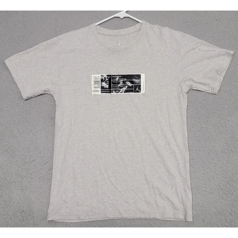 Air Jordan 1 Shirt Youth XL Gray Size 13 Sneaker Label Graphic NBA Chicago Bulls